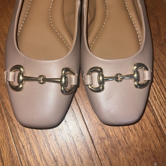 Nordstrom Rack Women’s Tan Ballet Flat with Gold Buckles - Picture 3 of 6